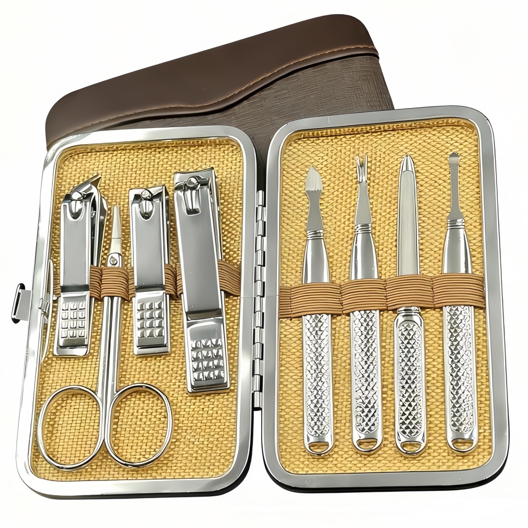 Men'S Grooming Accessories Kit - ชุดทำเล็บสำหรับผู้ชายและผู้หญิง ชุดกรรไกรตัดเล็บมืออาชีพพร้อมกระเป๋าเดินทาง อุปกรณ์ดูแลเล็บเท้าสแตนเลส อุปกรณ์เสริมสำหรับดูแลเล็บพร้อมกระเป๋าหนัง ของขวัญวันแม่