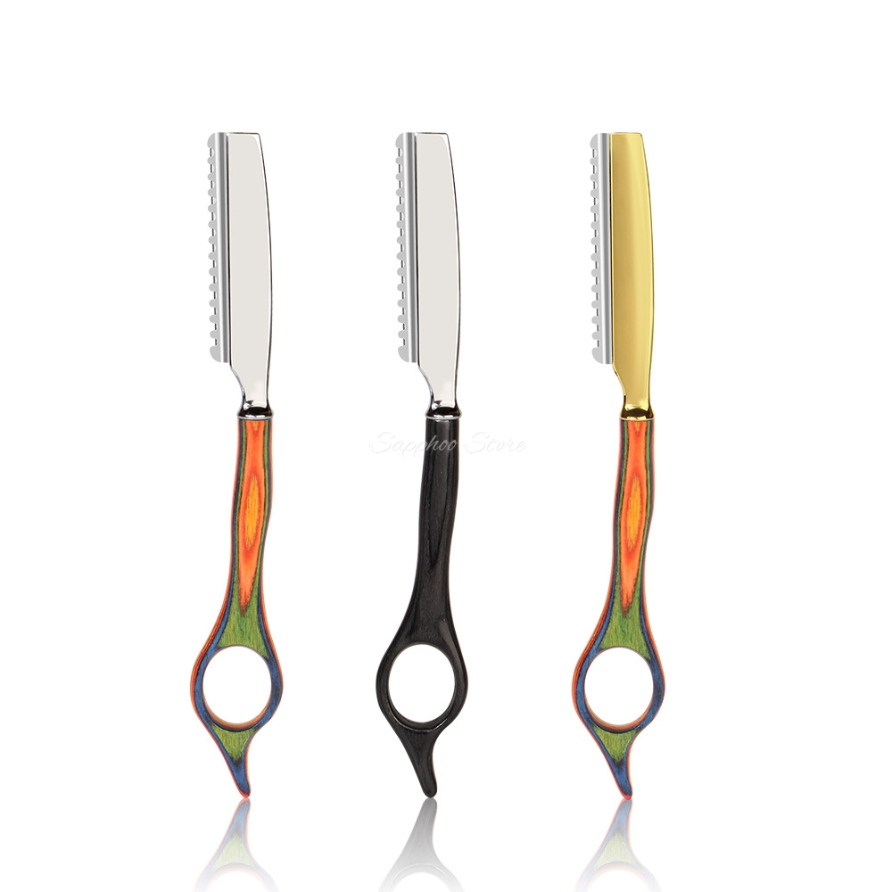Straight Razor Safety - มีดโกนหนวดตรงสำหรับช่างตัดผมมืออาชีพ ทำจากโลหะผสมสังกะสี ด้ามจับกันลื่น ใช้สำหรับตัดแต่งทรงผม หนวดเครา และจัดแต่งทรงผมในร้านเสริมสวย