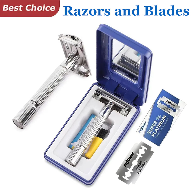 Men'S Grooming Accessories Kit - มีดโกนโกนหนวดเคราขอบคู่ของผู้ชาย - มีดโกนความปลอดภัยแบบดั้งเดิมคลาสสิกสําหรับอุปกรณ์จัดแต่งทรงผมตัดผมชุดกรูมมิ่งผม