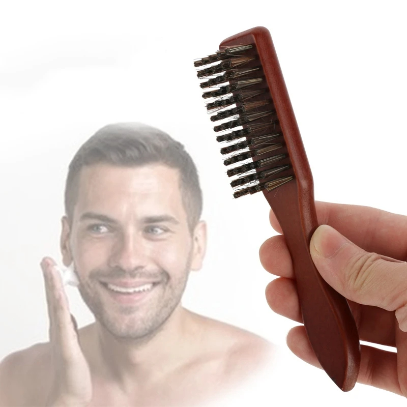 Men'S Grooming Haircut - Hairdressing ไม้ Handle Boar Bristle แปรงทําความสะอาดเครานุ่มแปรงทําความสะอาดผู้ชายตัดผมเคราโกนหนวดจัดแต่งทรงผมเครื่องมือ