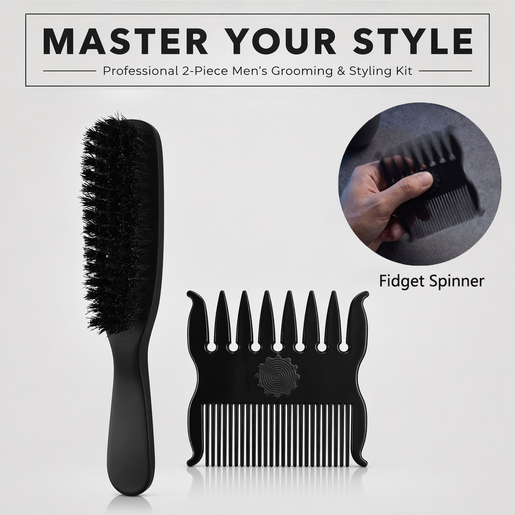 Men'S Grooming Hairstyles - ชุดหวีจัดแต่งทรงผม 1/2 ชิ้น 360 ° หวีจัดแต่งทรงผมแบบหมุนได้สองซี่