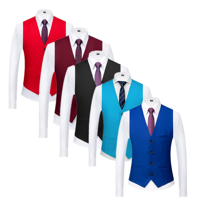 Men Grooming Outfit - ชุดสูททางการสีบริสุทธิ์เสื้อกั๊กสีดำแดงสไตล์อังกฤษชุดนักธุรกิจผู้ชายปาร์ตี้งานแต่งเจ้าบ่าวเสื้อกั๊กเสื้อเข้ารูปสำหรับผู้ชาย