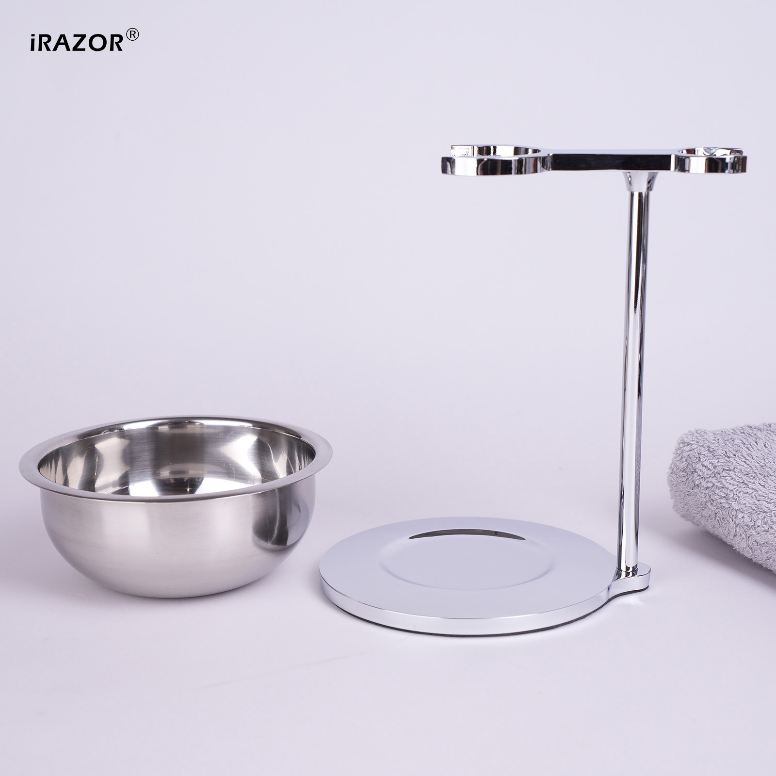 Men Grooming Usa - ที่วางมีดโกนและแปรงโกนหนวดสำหรับผู้ชาย iRAZOR พร้อมถ้วยใส่สบู่โกนหนวด อุปกรณ์เสริมสำหรับการดูแลเคราสำหรับผู้ชาย