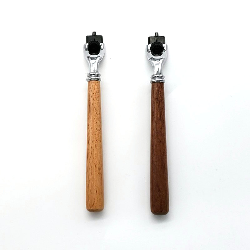 Straight Razor Safety - ผู้ชายไม้ยาว Handle Manual มีดโกนสําหรับ Mach 3