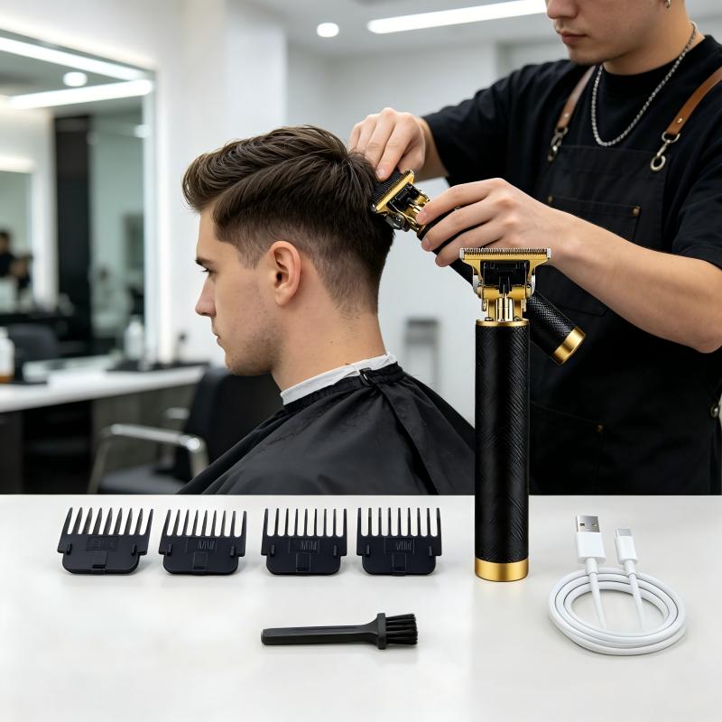 Men'S Grooming Haircut - เครื่องตัดผมไร้สายแบบมีลวดลาย ชาร์จไฟผ่าน USB พร้อมหวีรองตัด 4 ขนาด