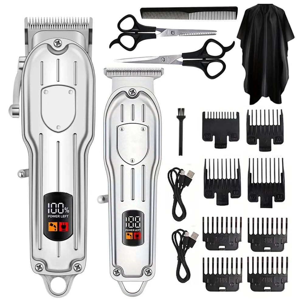 Men'S Grooming Haircut - เครื่องตัดผมไฟฟ้า จอแสดงผลดิจิตอล มัลติฟังก์ชั่น เครื่องเล็มผมสำหรับใช้ในบ้าน ระดับมืออาชีพ ชุดอุปกรณ์ตัดแต่งทรงผมสำหรับผู้ชาย