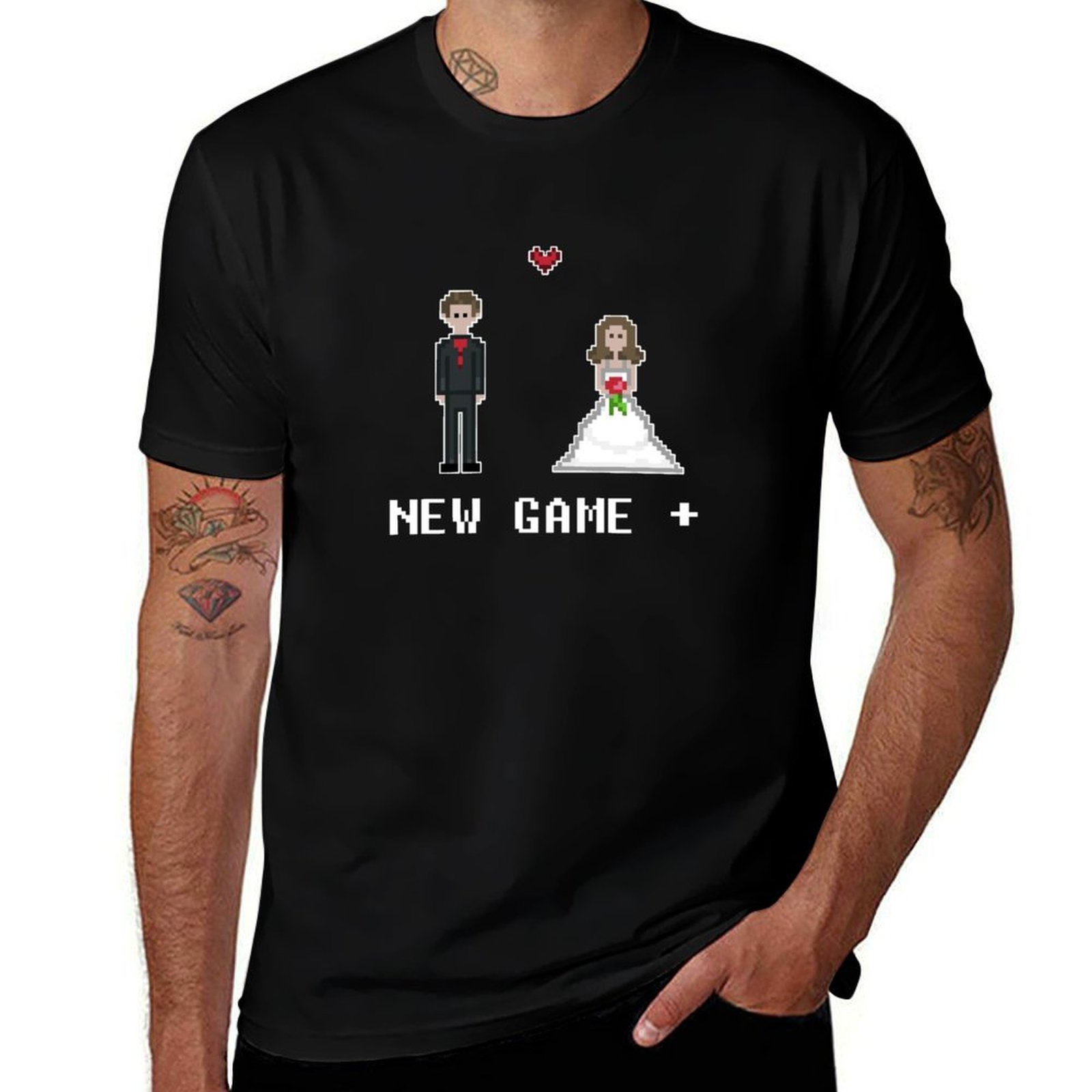 Men'S Grooming Videos - เสื้อยืดแขนสั้นลายเกมวิดีโอเกมงานแต่งงานใหม่ 8 บิต เจ้าบ่าวเจ้าสาว สไตล์สปอร์ต