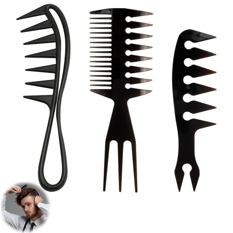 Men'S Grooming Hairstyles - หวีผมซี่ห่าง 1/3 ชิ้น – เครื่องมือจัดแต่งทรงผมสำหรับช่างตัดผมมืออาชีพสำหรับผู้ชาย ทรงผมและอุปกรณ์ดูแลเส้นผมที่จำเป็น